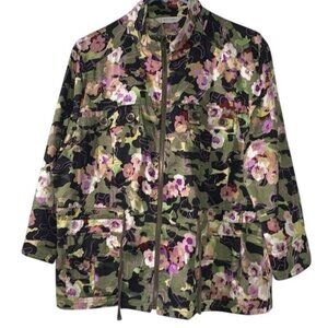 Erin London Womens Camouflage Floral Print Jacket PXL 100% Cotton